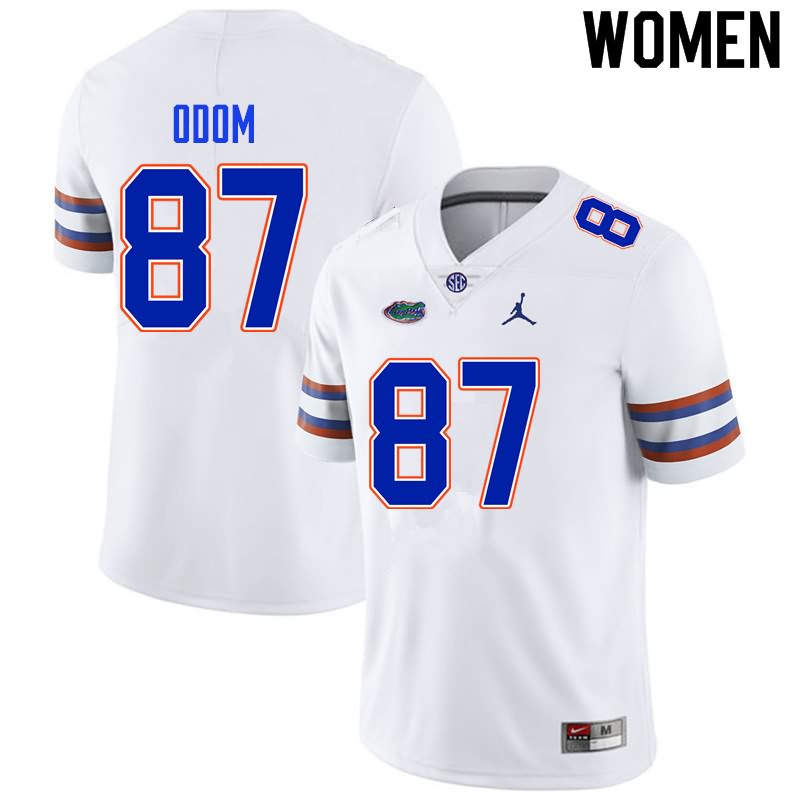 Women's NCAA Florida Gators Jonathan Odom #87 Stitched Authentic Nike White College Football Jersey MKS5065JM